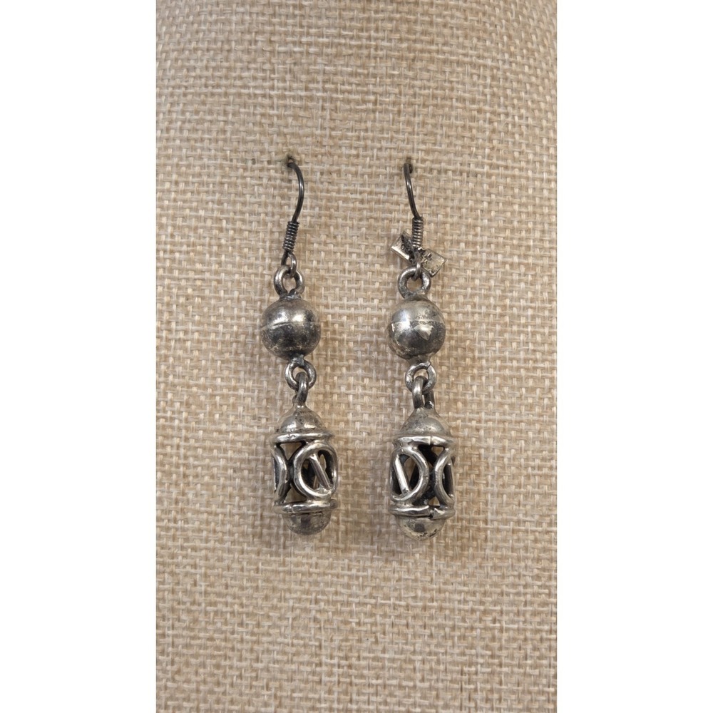 Large Vintage Sterling Silver Taxco Barrel Dangle Signed 925